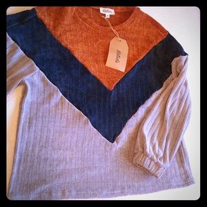 NWT Listicle Chenille Color Block Sweater